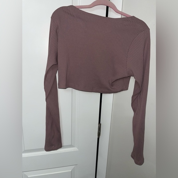 Adidas 2x ribbed crop top long sleeve shirt dusty rose - Picture 4 of 4